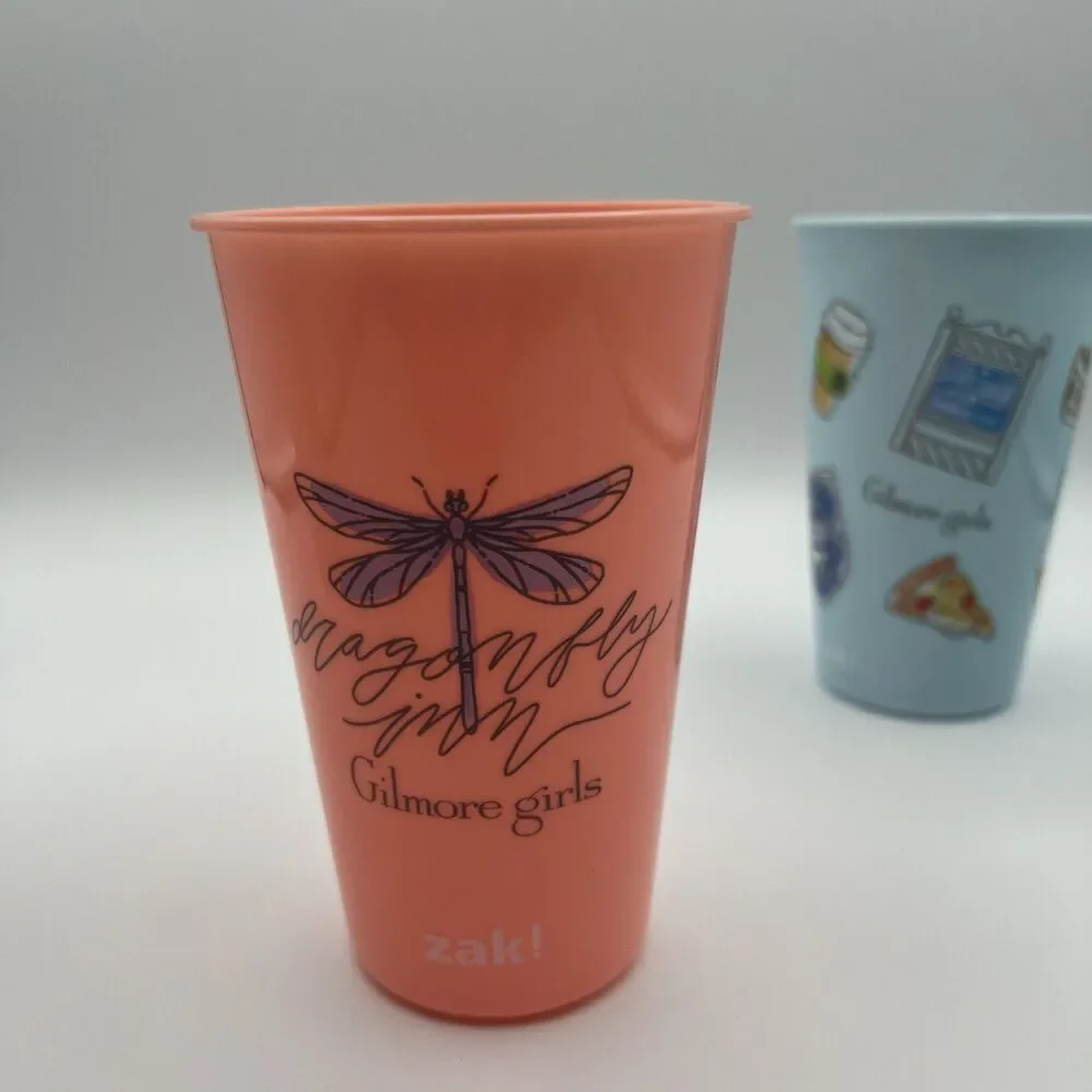 Zak - Gilmore Girls 4 Pack Cups Blue 16.5oz no lids Luke's Dragonfly Inn
